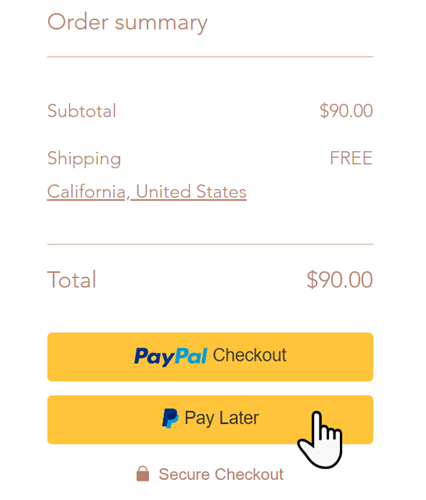 PayPal checkout buttons,