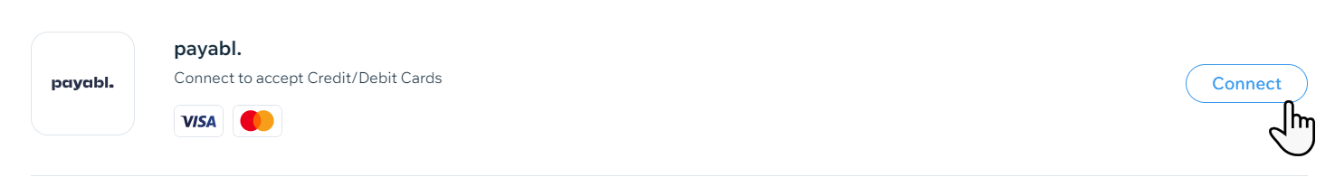 A screenshot of payabl. payment method with Connect button highlighted.