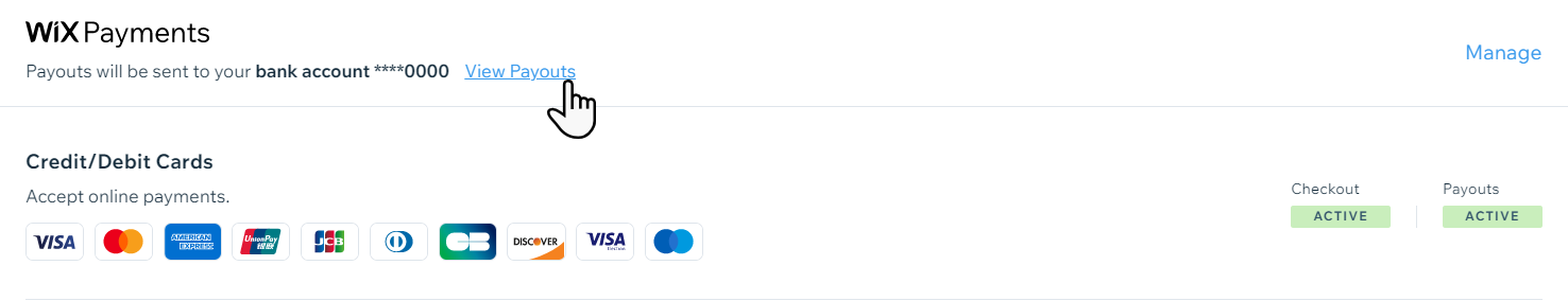 Viewing payouts in Wix Payments,