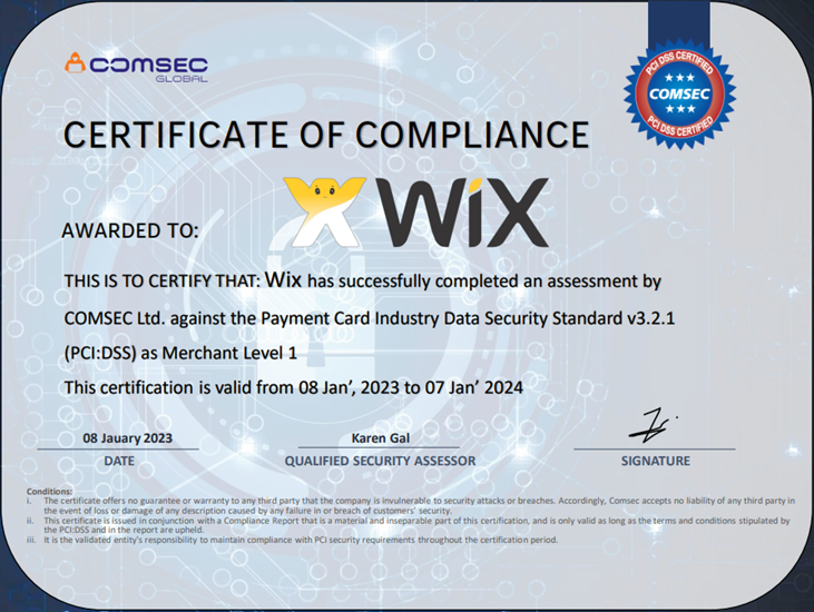 COMSEC PCI Merchant certificate 2023,