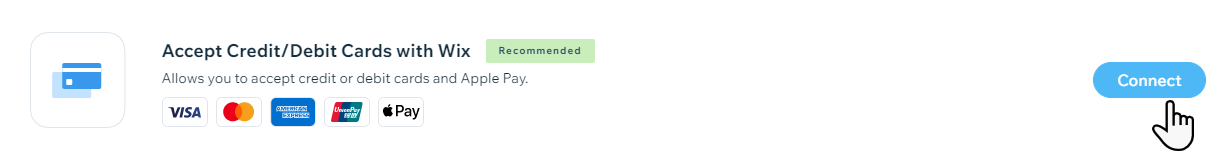 Bouton Connecter Wix Payments,