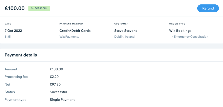 A screenshot of various payment details.