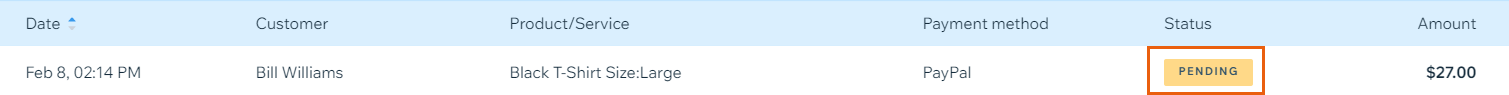 A screenshot showing that payments have a pending status