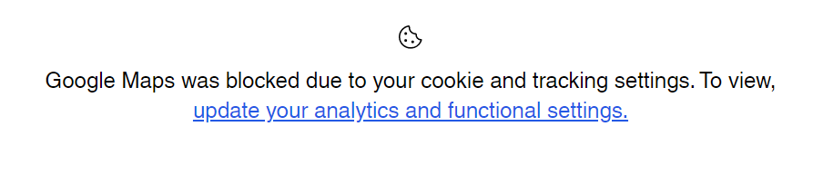 Espace réservé Google Maps invitant les visiteurs à mettre à jour leurs paramètres de cookies,