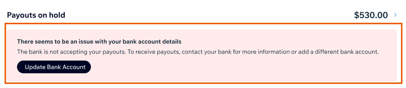 Payouts on hold notification,