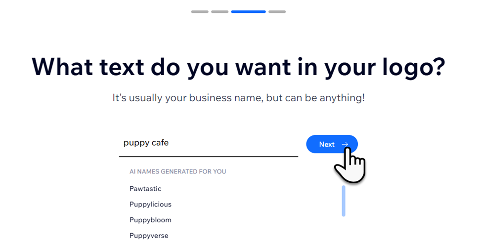 business name with alternative AI generated suggestions,