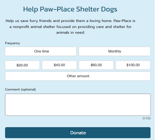 wix donations form example,