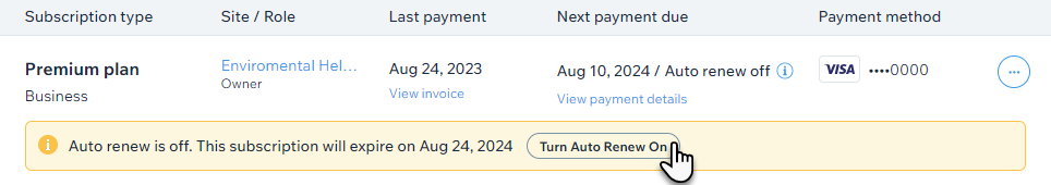 reativando um plano ao reativar a renovação automática