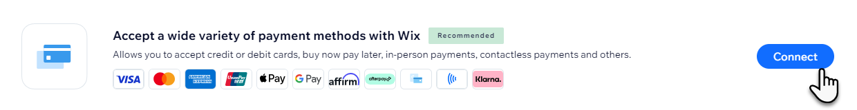 collegamento a Wix Payments