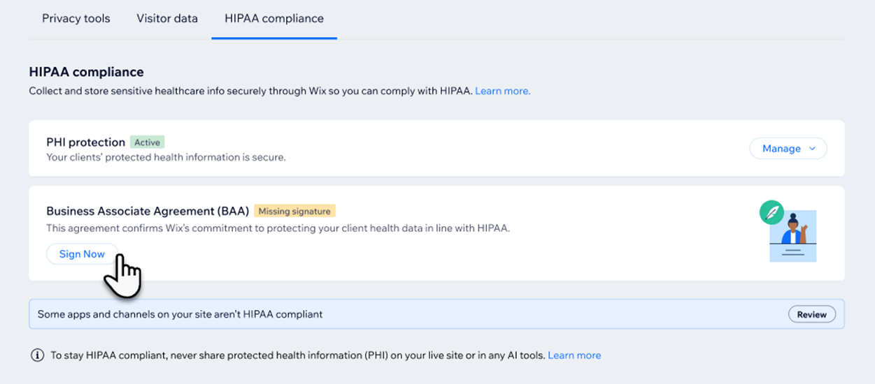 signing a BAA after activating phi protection,