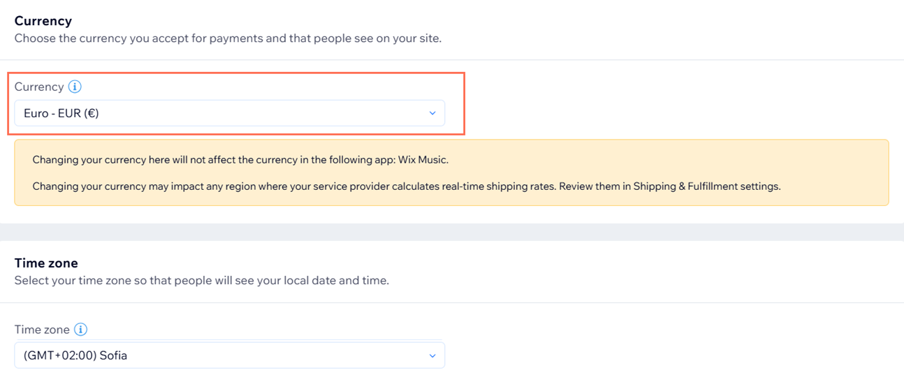 updating site currency,