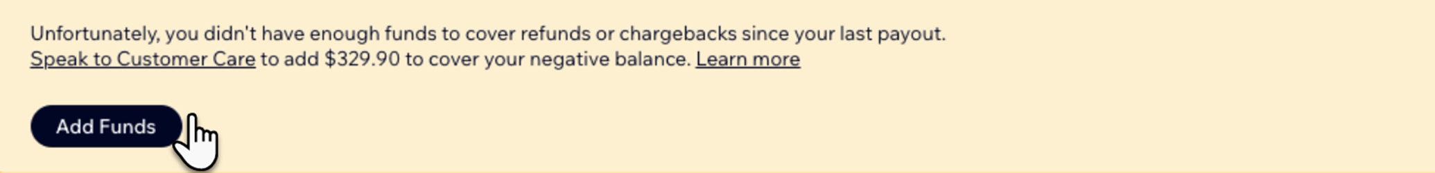 negative balance notification,