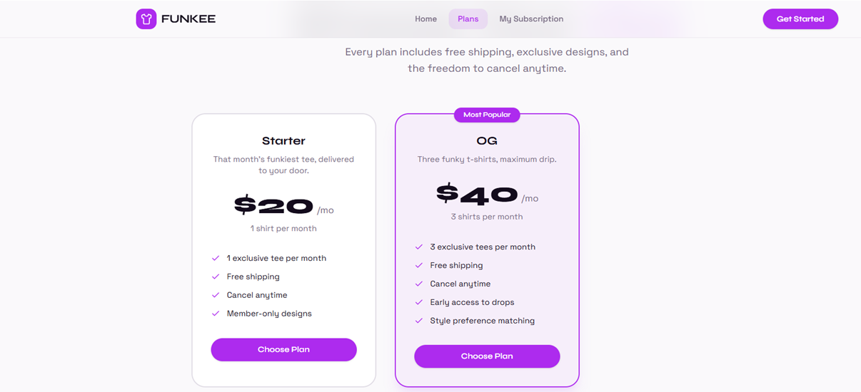 Tシャツの定期購入を提供しているアプリの例