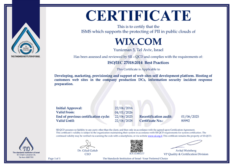 cert for ISO 27018,