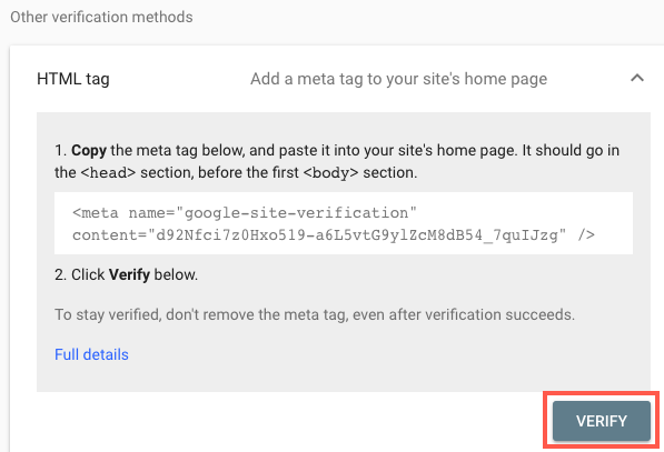 Manually Verifying Your Site With Google Search Console