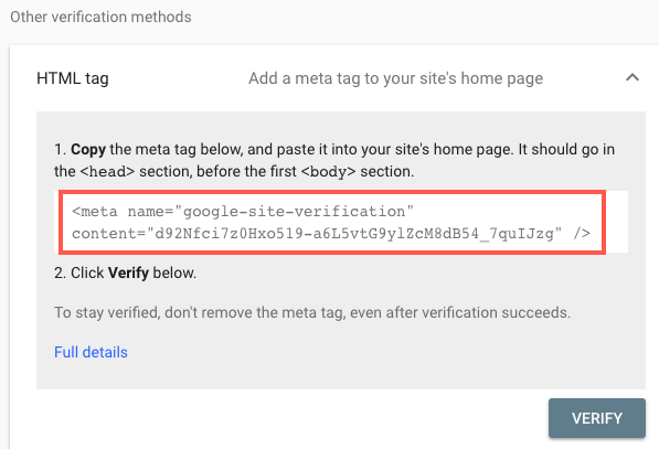 Manually Verifying Your Site With Google Search Console Help