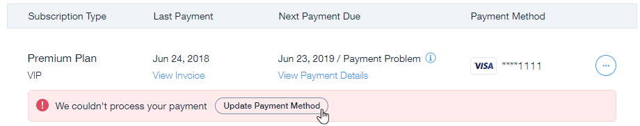 Notification to update a payment method,