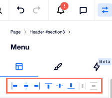 A screenshot of the Alignment options for an element in the Inspector panel