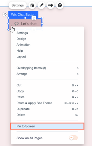 Wix Editor: Pinning Elements to the Screen, Help Center