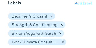 A screenshot of labels assigned to a contact, that were created automatically based on sessions they booked