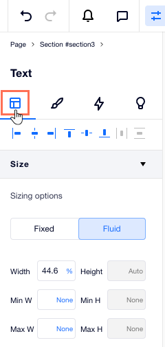 A screenshot of the Layout tab inside the Inspector panel in Editor X