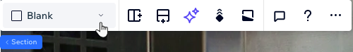 A screenshot of the toolbar that opens when selecting a section, with the drop-down of available layouts