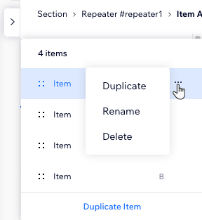 A screenshot of the panel in the Inspector where you manage and reorder items