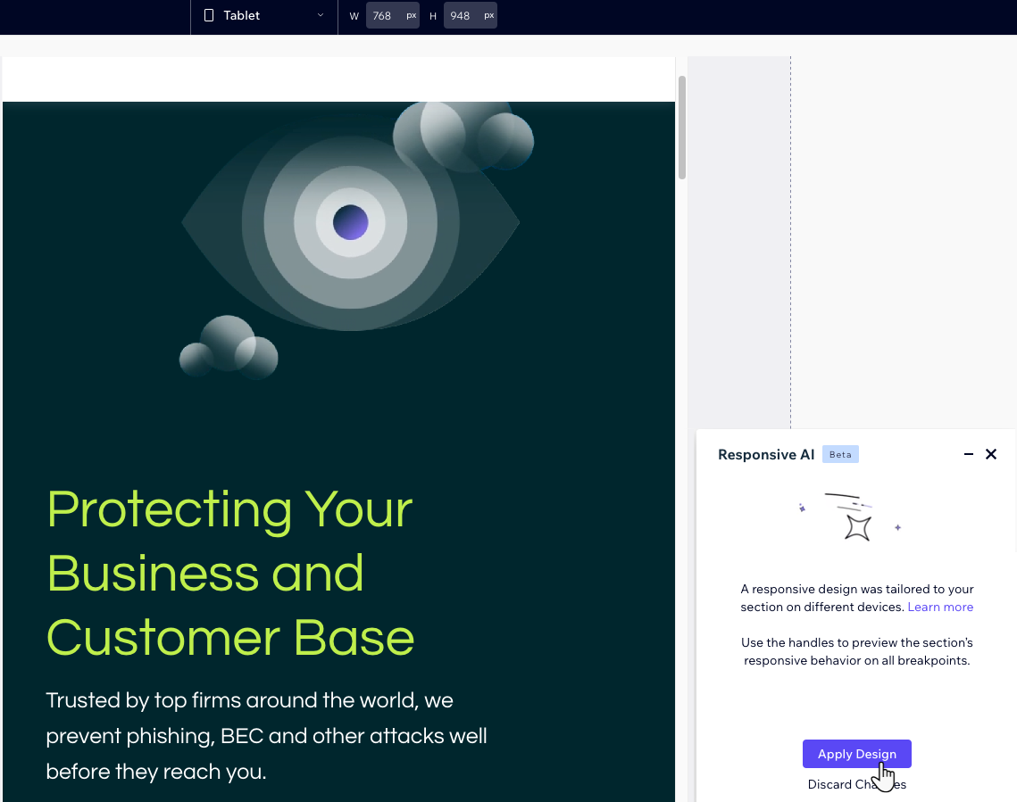 Voorbeeld van een voorbeeld dat je ziet nadat de responsieve AI-tool een indeling heeft gegenereerd