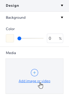 Adding an image or video background to a section from the Inspector panel in the Studio Editor