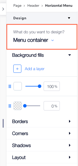 Designing a vertical menu in the Inspector panel in the Studio Editor