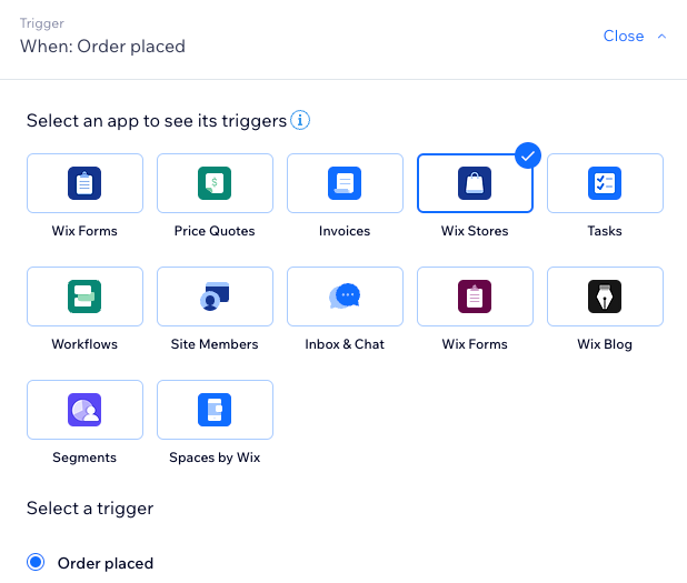 Setting a Wix Stores trigger for a Salesforce automation