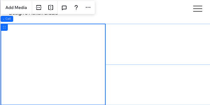 Uma captura de tela de uma seção em branco no Editor do Wix Studio, logo após aplicar o layout Colagem, destacando as novas células