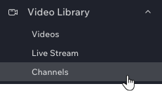 The Channels tab that you need to click in your site's dashboard to get to Wix Video channels