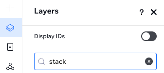 צילום מסך של סרגל החיפוש בחלונית Layers ב-Studio Editor