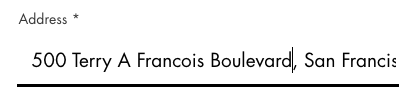 An example of a basic address field on a Wix form with an address filled in