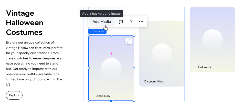 A screenshot of a wireframe with several available spots to fill with your client's images