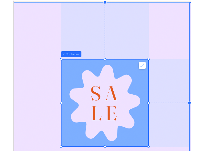 Captura de tela de um contêiner encaixado para cima e nos lados direito de sua célula pai no Editor do Wix Studio