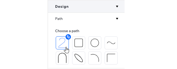 A seção Caminho em Design no painel Inspetor, clicando para acessar o Gerenciador de Mídia