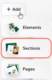 The Add Sections option in the Wix Harmony Editor