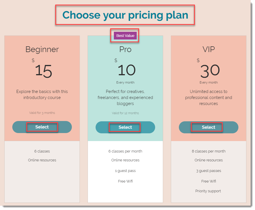 wix pricing per month