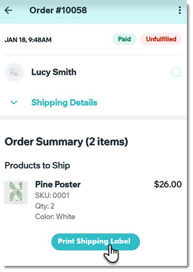 print shipping label wix