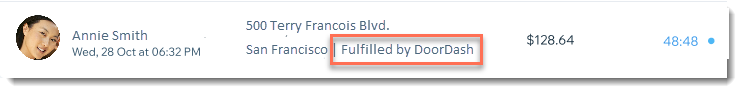 Order is fulfilled by DoorDash