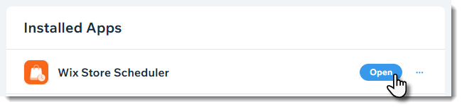 Screenshot of a part of the manage apps tab in the dashboard of a Wix site with the Schedular app visible