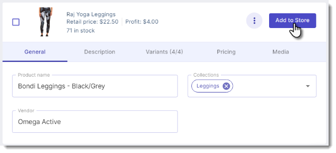 A screenshot showing how to add a product to your store.