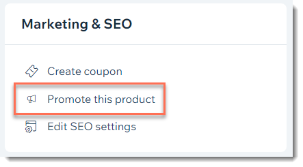 A screenshot showing how to promote a product from Wix Stores on social media.