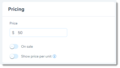 Screenshot, der einen Teil der Seite zur Produkterstellung zeigt, auf dem du den Produktpreis eingibst
