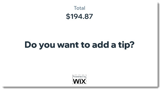 Screenshot of what a customer sees in the customer facing screen when in the tipping part of checkout