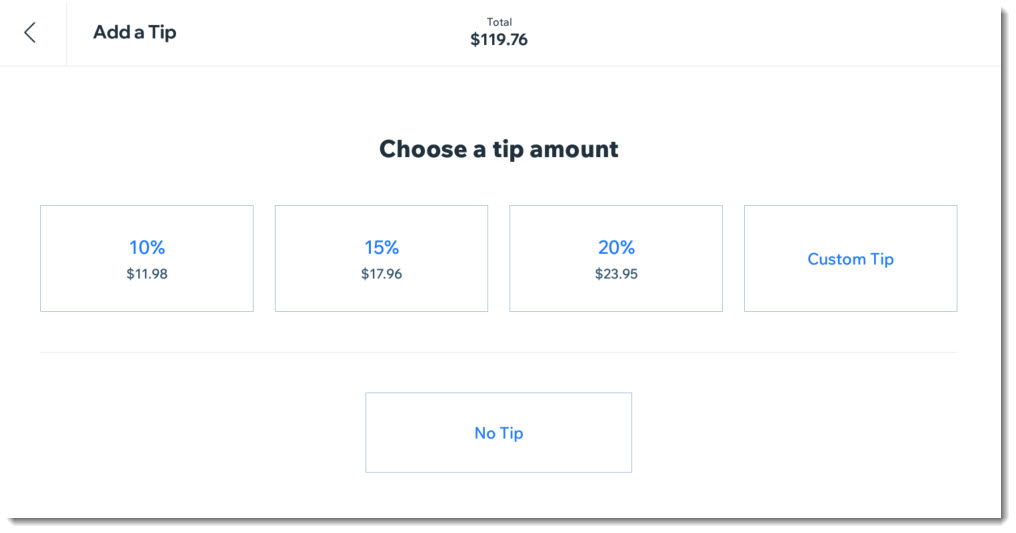 An image showing that your customers can choose a tip.