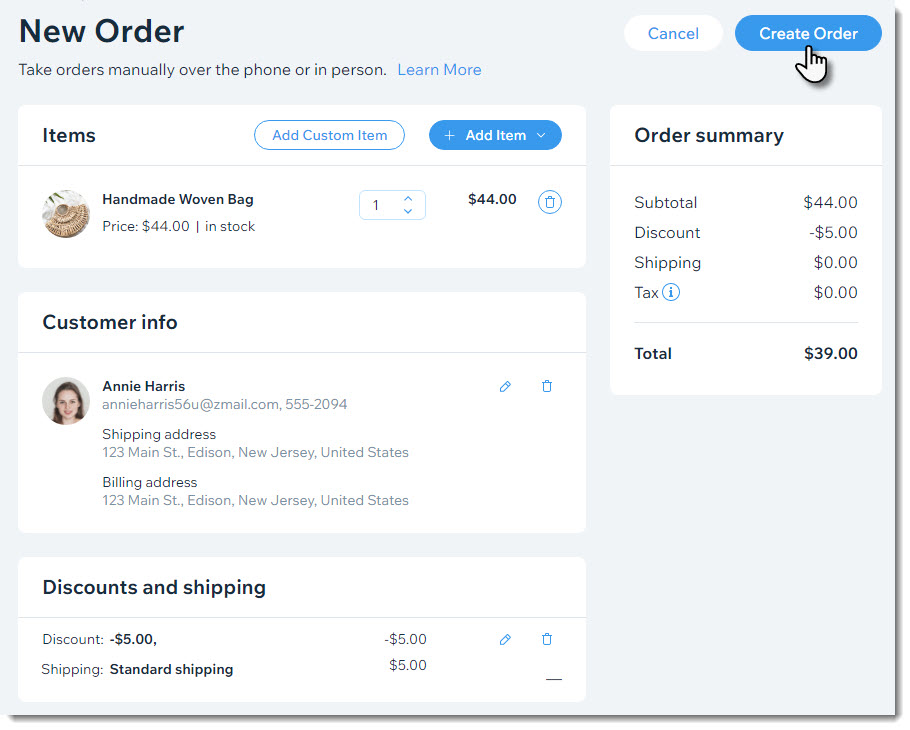 Wix Stores: Editing Customer Details in Orders, Help Center