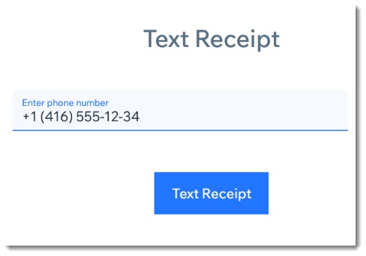 Screenshot of the field where you enter the phone number and the Text Receipt button